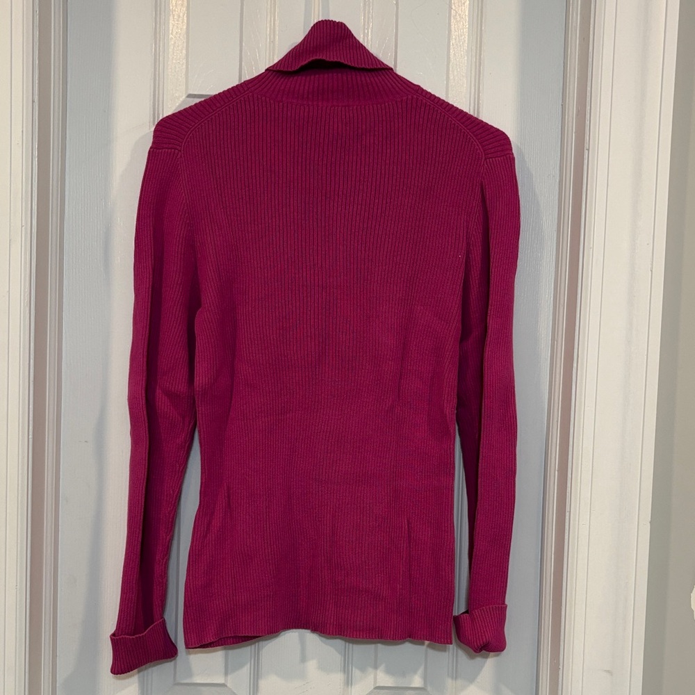 Moda International Fuchsia Ribbed Button-Up Sweater - Picture 4 of 6